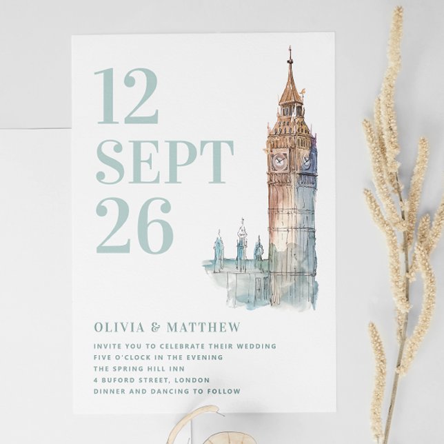 Big Ben / London destination wedding + QR photo Invitation (Creator Uploaded)