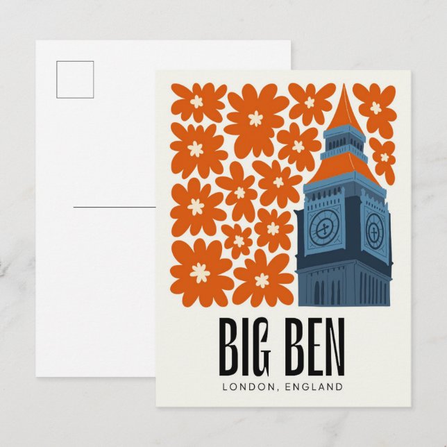 Big Ben London England abstract travel floral art Postcard (Front/Back)