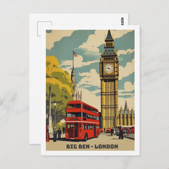 Big Ben London Famous Vintage Travel Place Postcard (Front/Back)