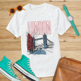 Big Ben London Sketch UK Landmark Travel Souvenir T-Shirt