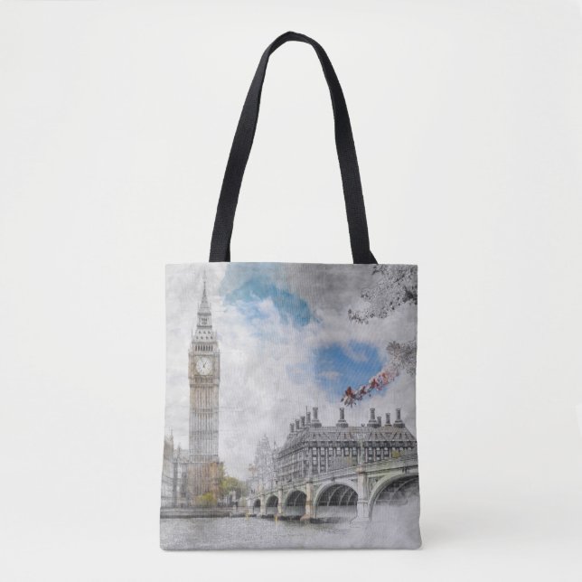 Big Ben London Tote Bag – Vintage UK Travel  (Front)