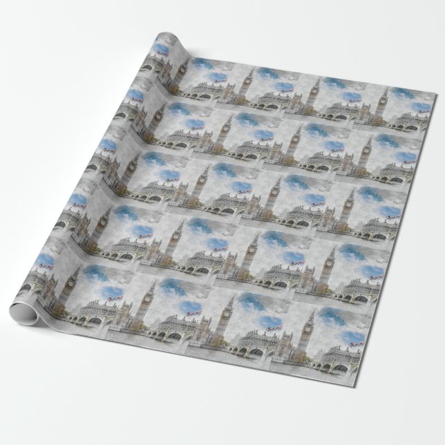 Big Ben London – UK Travel Souvenir Gift Wrapping Paper (Unrolled)