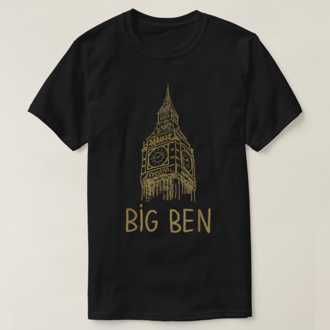 Big Ben London Unique Hand Drawn Art  T-Shirt (Design Front)