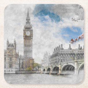 Big Ben, London, United Kingdom Square Paper Coaster