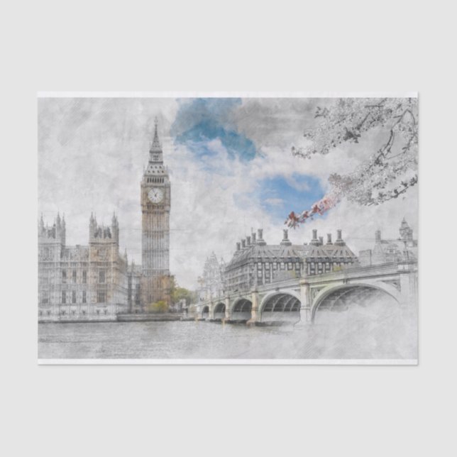 Big Ben, London, United Kingdom Tissue Paper (Front)