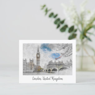 Big Ben London – Vintage Travel Illustration  Postcard
