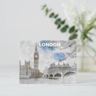 Big Ben London – Vintage Travel Illustration  Postcard