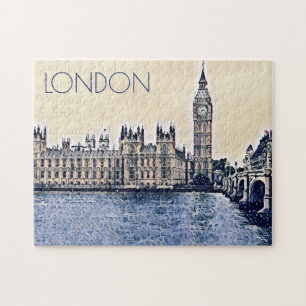 Big Ben London Watercolor art  Jigsaw Puzzle
