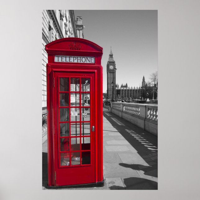 Big Ben Red Telephone box Poster (Front)