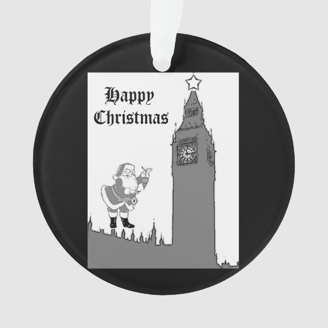 Big Ben Vintage Santa London Christmas  Ornament (Front)