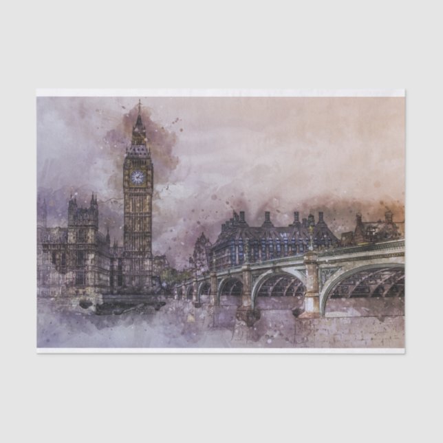 Big Ben, Westminster Palace, London England Tissue Paper (Front)