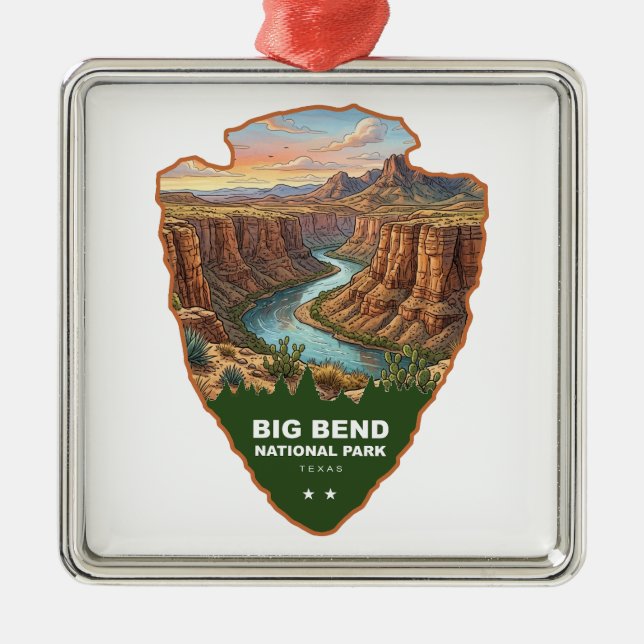 Big Bend National Park Arrowhead Metal Tree Decoration (Front)