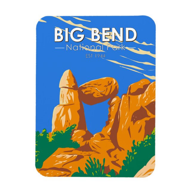 Big Bend National Park Balanced Rock Vintage Magnet (Vertical)