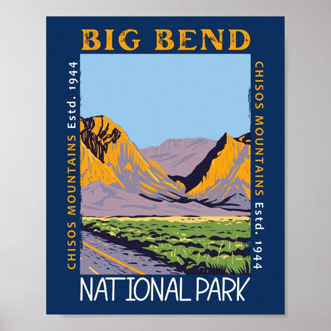  Big Bend National Park Chisos Mountain Distressed Poster (Front)