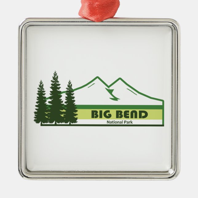 Big Bend National Park Green Stripes Metal Tree Decoration (Front)