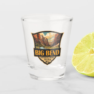 Big Bend National Park Illustration Retro Badge Shot Glass