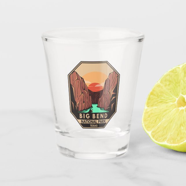 Big Bend National Park Kayak Retro Emblem Shot Glass (Front)