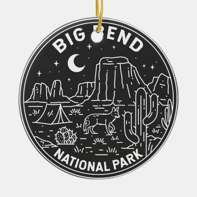 Big Bend National Park Monoline  Ceramic Tree Decoration (Front)