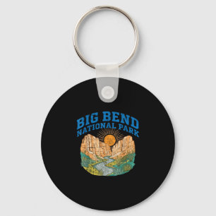 Big bend national park retro canyon sun river key ring
