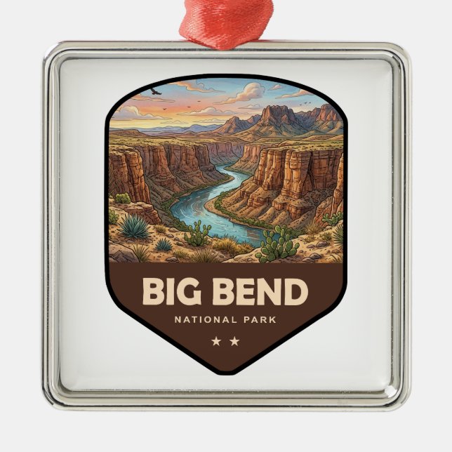 Big Bend National Park Shield Metal Tree Decoration (Front)