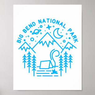 Big Bend National Park Shirt Camping Line Art Hiki Poster