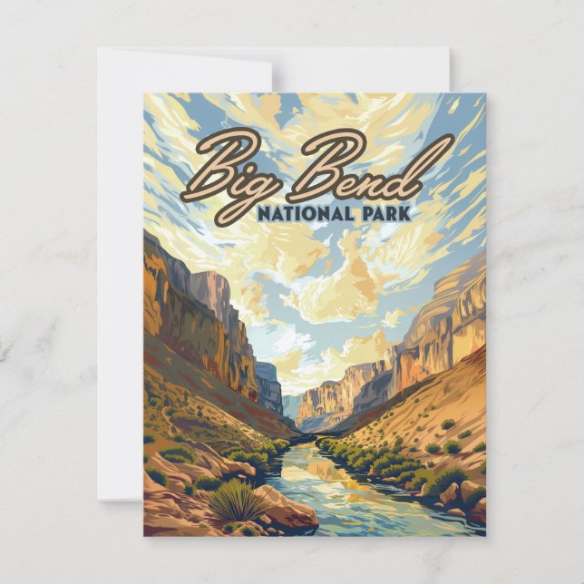 Big Bend National Park Texas Desert Retro Card (Front)