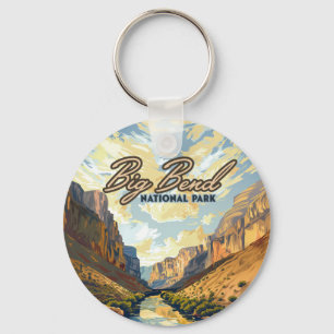 Big Bend National Park Texas Desert Retro Key Ring