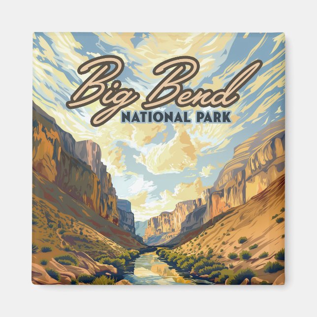 Big Bend National Park Texas Desert Retro Magnet (Front)