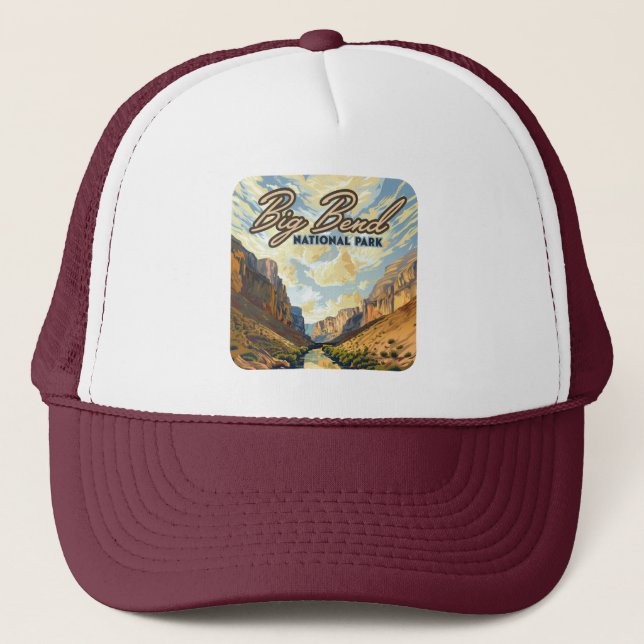 Big Bend National Park Texas Desert Retro Trucker Hat (Front)