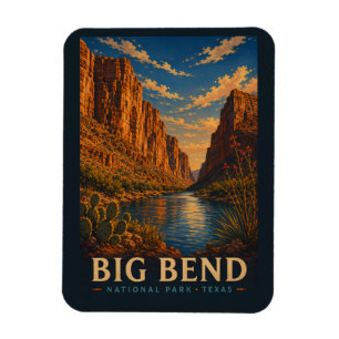 Big Bend National Park Texas Modern Woodblock Magnet