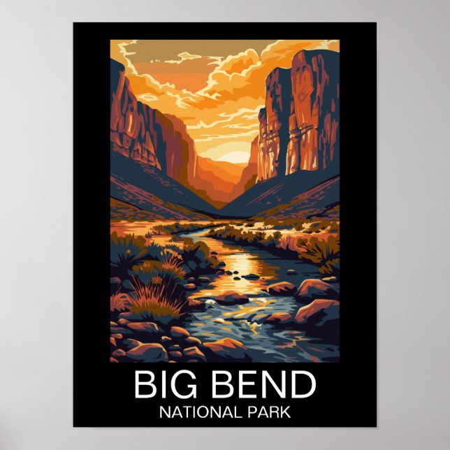 Big Bend National Park Texas Retro Travel Poster (Front)