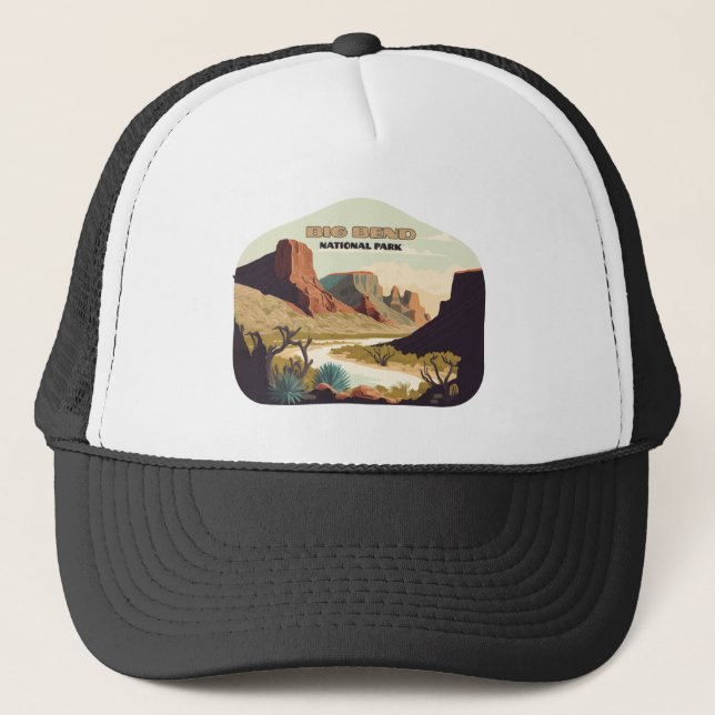 Big Bend National Park Texas Retro Travel Trucker Hat (Front)