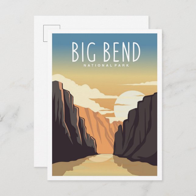 Big Bend National Park Texas Travel Illustration Postcard (Front/Back)