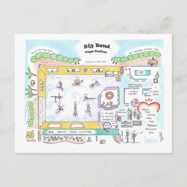 Big Bend Yoga by Jzikah Postcard (Front)