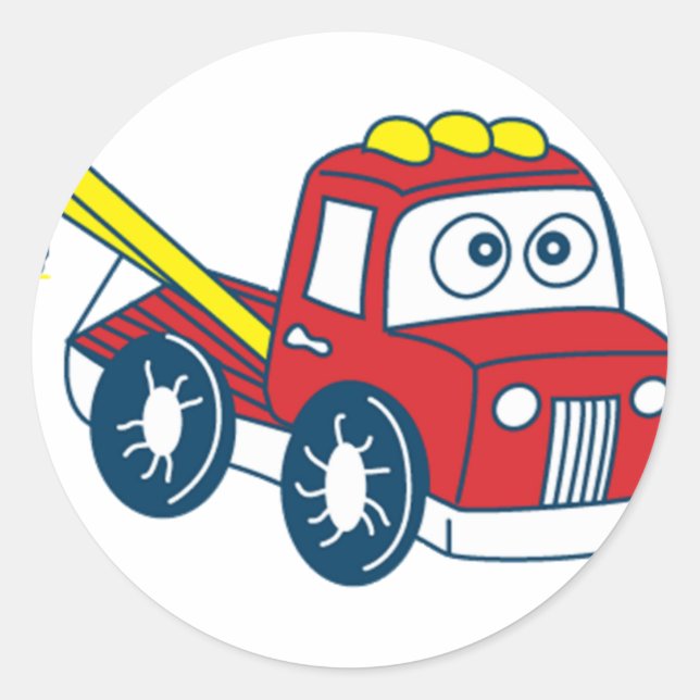 Big Bertha's Cartoon Tow Truck Classic Round Sticker (Front)