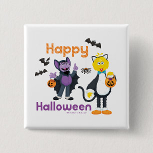 Big Bird and Count   Happy Halloween 15 Cm Square Badge