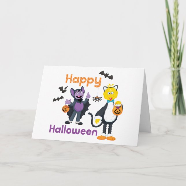 Big Bird and Count | Happy Halloween Holiday Card (Front)