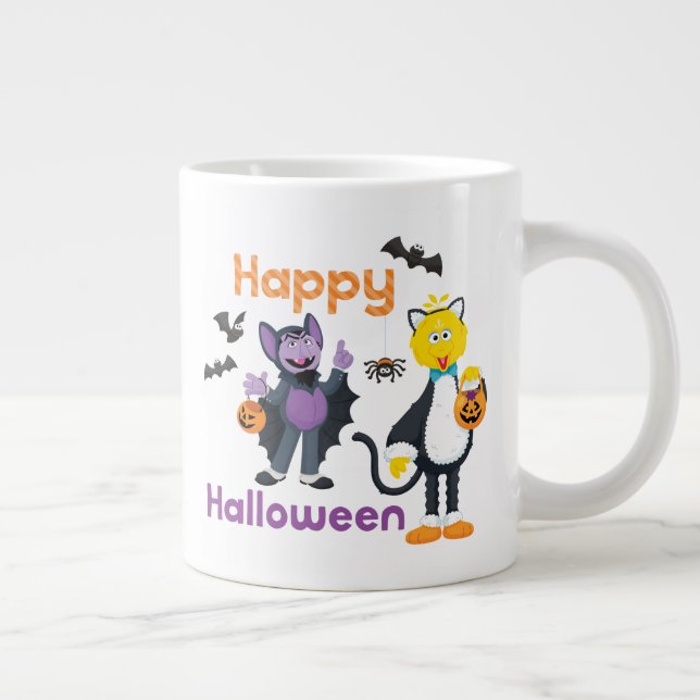 Big Bird and Count | Happy Halloween Large Coffee Mug (Right)