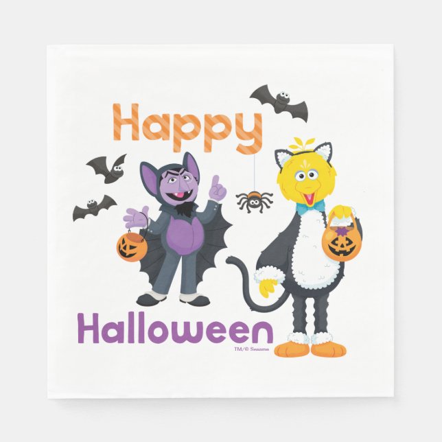Big Bird and Count | Happy Halloween Napkin (Front)