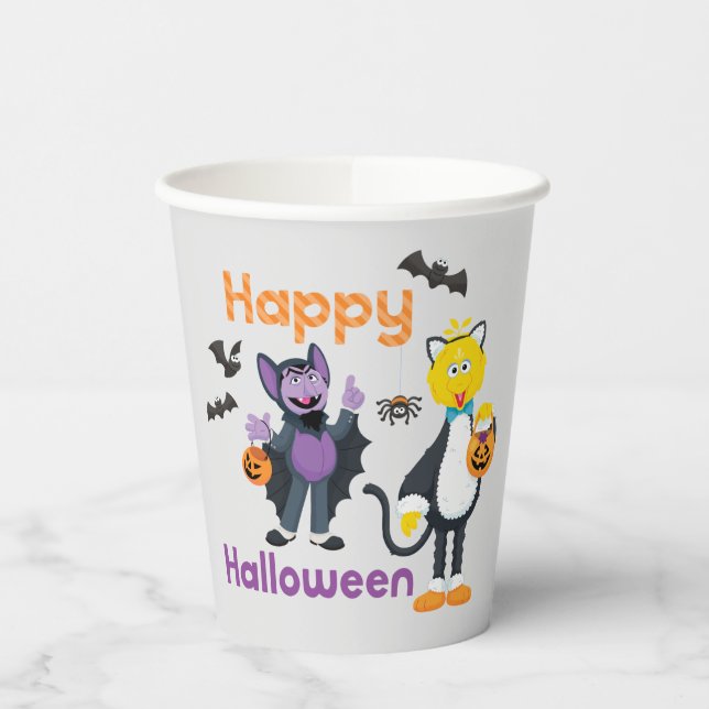 Big Bird and Count | Happy Halloween Paper Cups (Left)