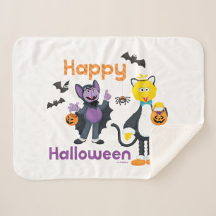 Big Bird and Count   Happy Halloween Sherpa Blanket