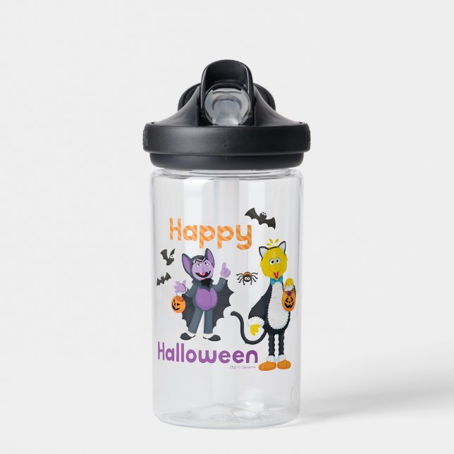 Big Bird and Count | Happy Halloween Water Bottle (Front)