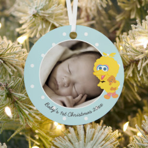 Big Bird Baby's First Christmas - Add Your Name Metal Tree Decoration