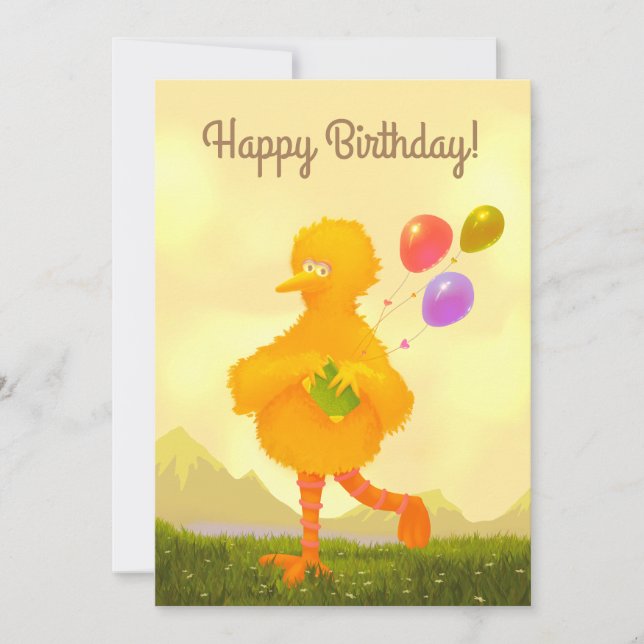 Big Bird from Sesame Street Birthday Invitation  (Front)