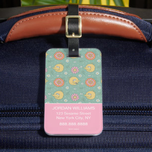 Big Bird Good Vibes Floral Add Your Name Luggage Tag
