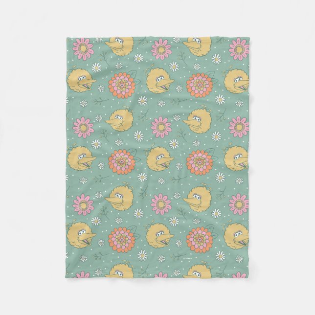 Big Bird | Good Vibes Floral Pattern Fleece Blanket (Front)