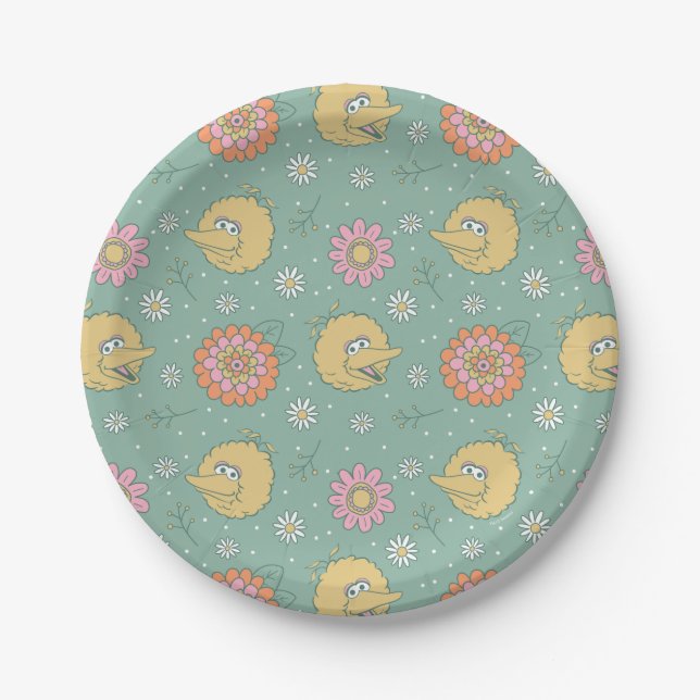 Big Bird | Good Vibes Floral Pattern Paper Plate (Front)