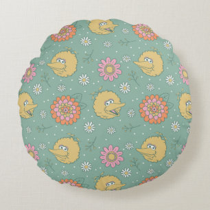Big Bird Good Vibes Floral Pattern Round Cushion