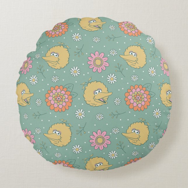 Big Bird | Good Vibes Floral Pattern Round Cushion (Front)