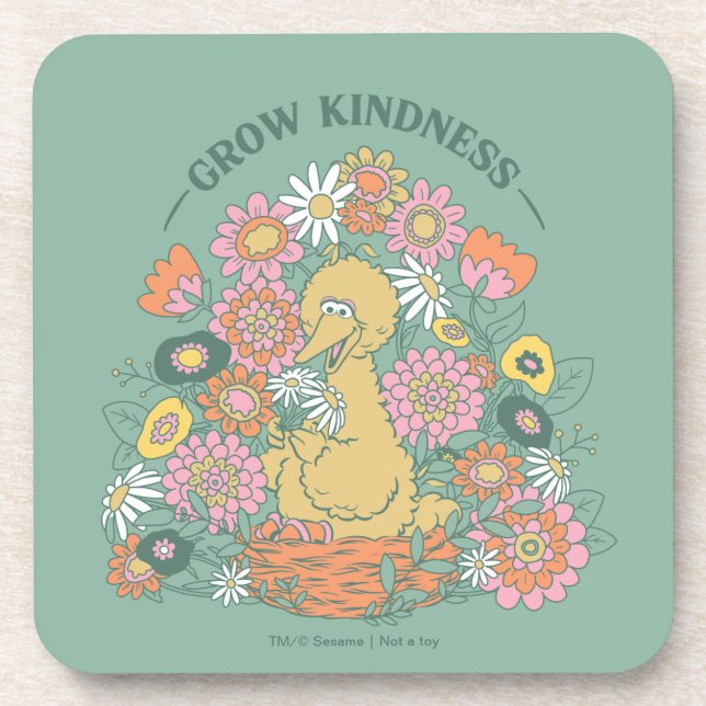 Big Bird | Grow Kindness Floral Graphic Coaster (Front)